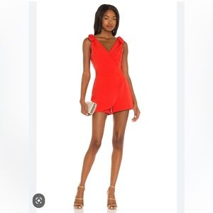 BCBG Red Wrap-Front Skort Romper